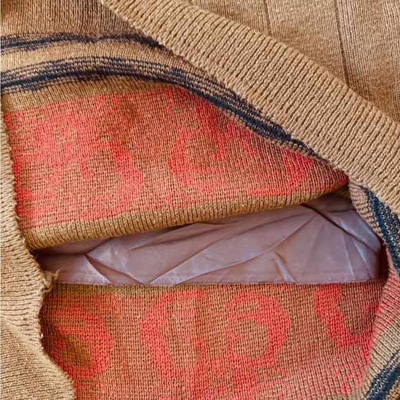 1970s vintage style retro Astrological Zodiac Cancer Crab Brown Knit Midi Skirt - Picture 8 of 8